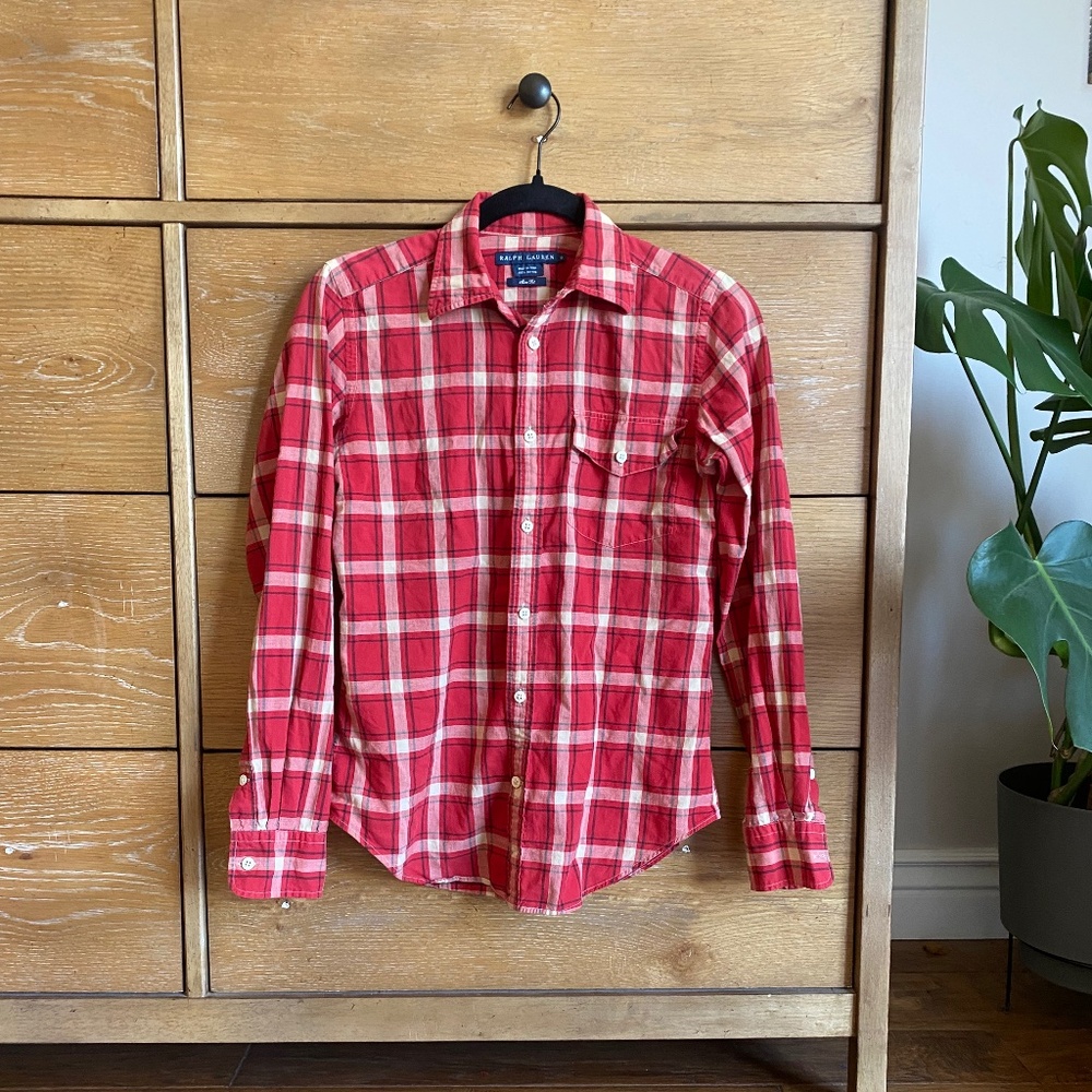 RALPH LAUREN Button Down Ref Plaid Slim fit Casual Shirt Women's Size 6